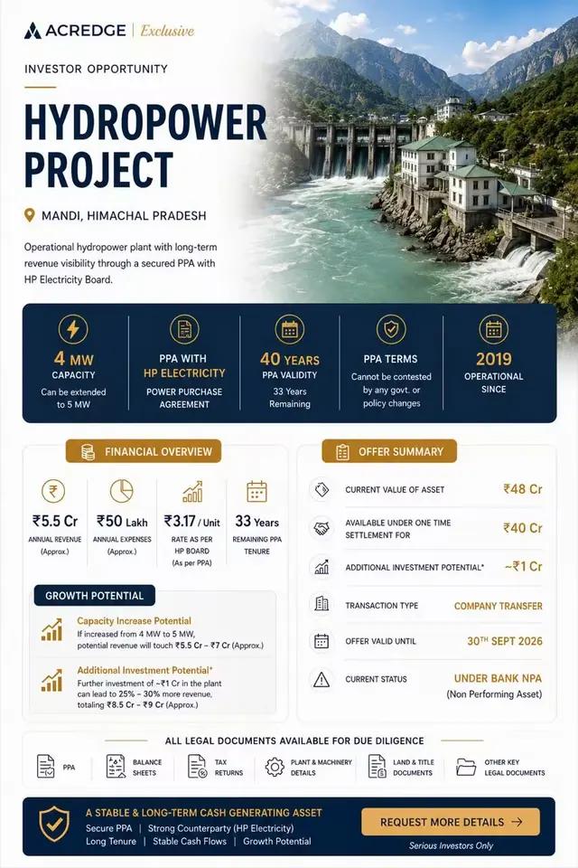 Hydropower Project For Sale — Exclusive Investment Opportunity